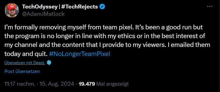 Tech-Rezensenten sind sauer #NoLongerTeamPixel