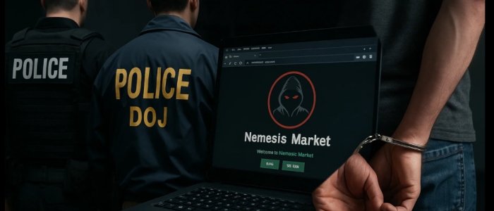 US-Behörden verhaften mutmaßlichen Betreiber von Nemesis Market – Ermittler des DOJ sichern Beweise zur Darknet-Plattform für Drogen und Cybercrime.