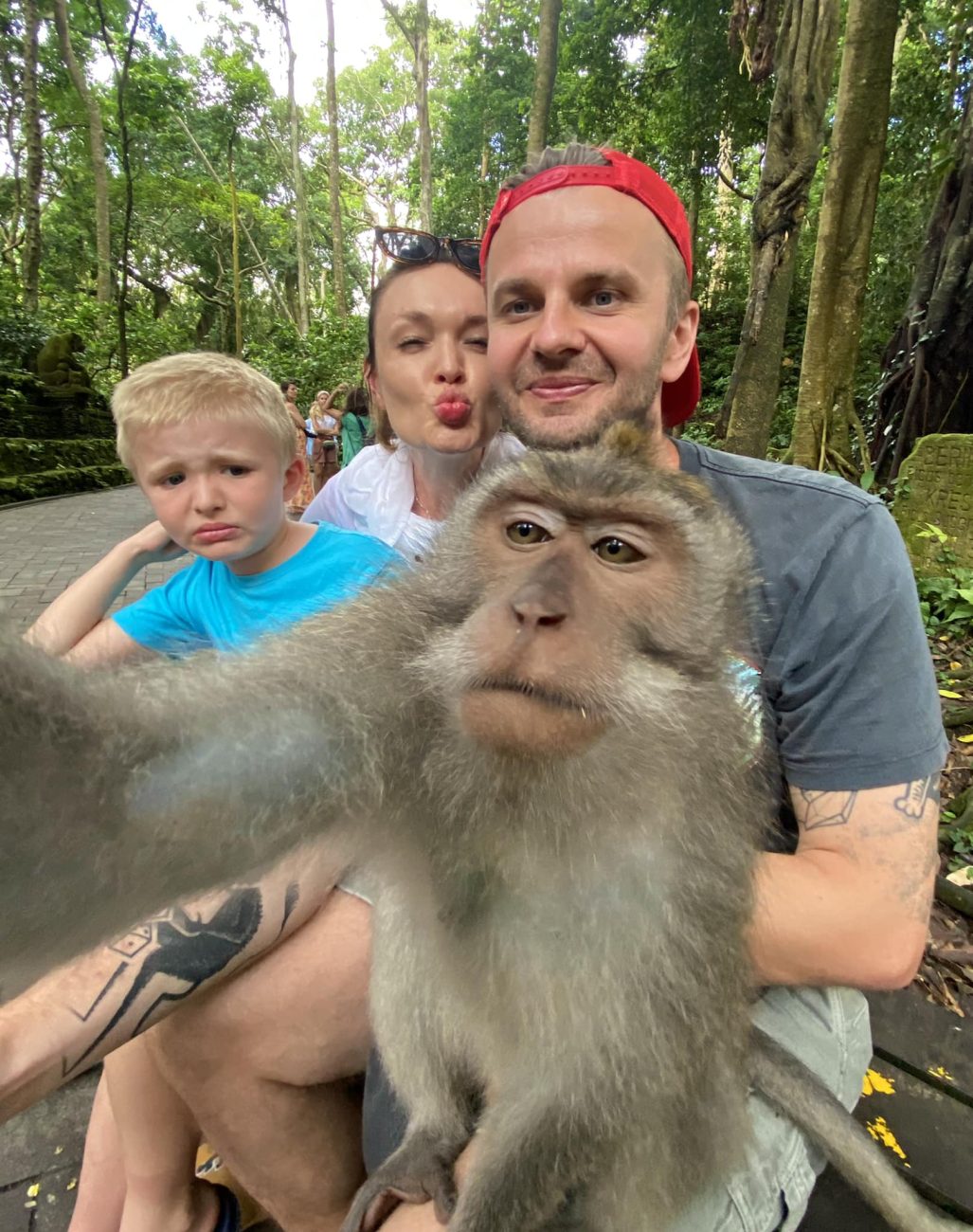 Dreamer, with wife and son